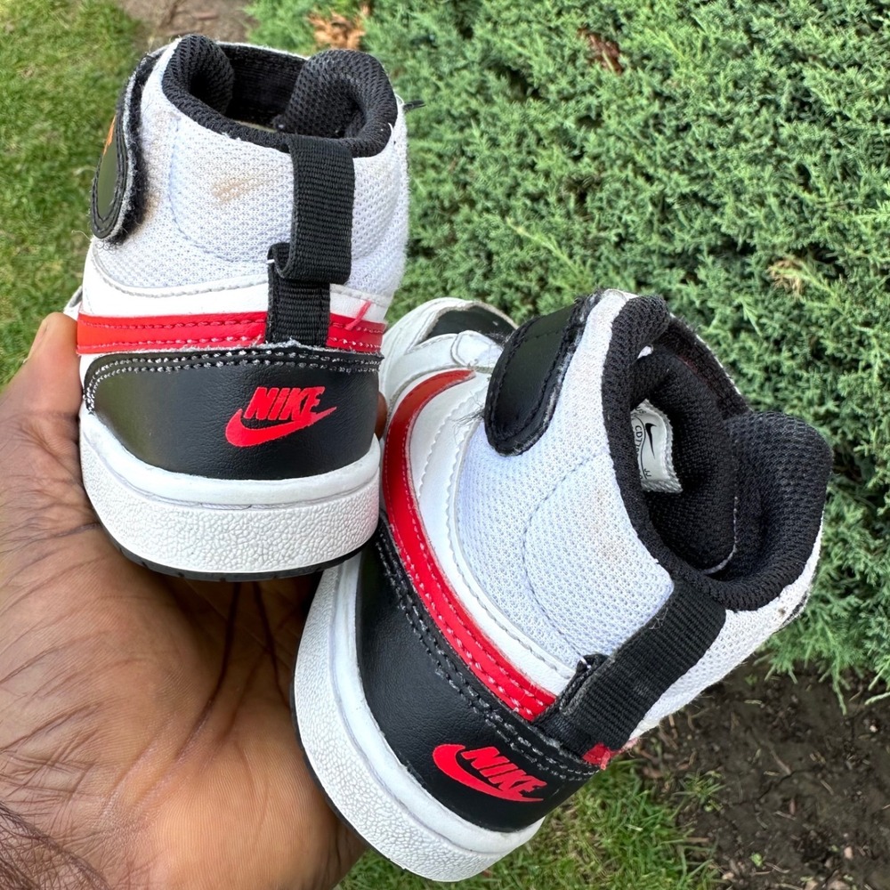 Nike Court Borough Mid 2 High Top Athletic Shoes Toddler Size 11 White Red Black - Picture 4 of 14